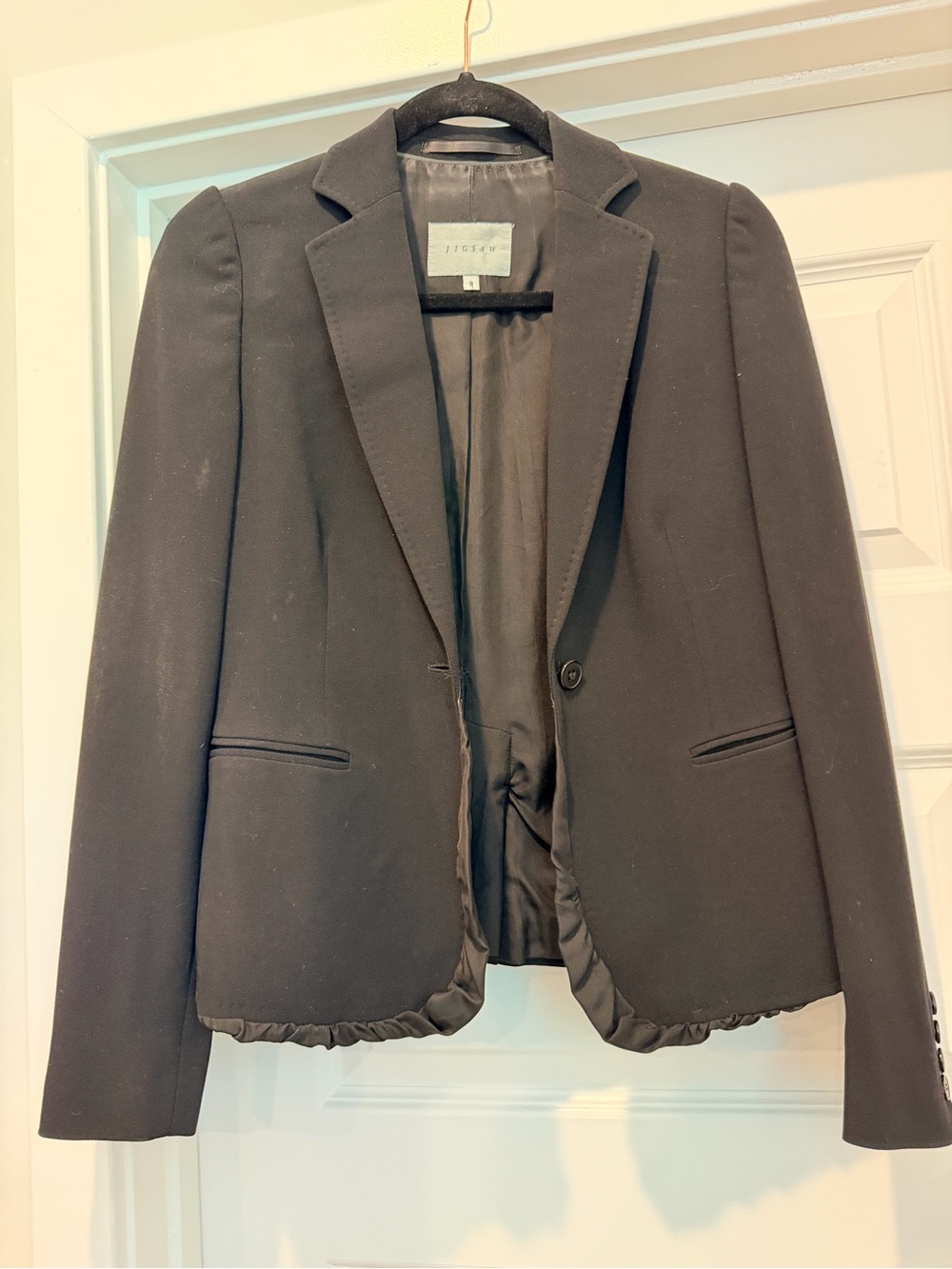 Jigsaw Black Tailored Single-Button Blazer